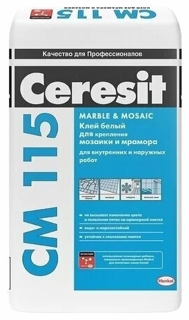 Купить Ceresit СМ 115 клей белый, для крепления мозаики и мрамора 25 кг ...