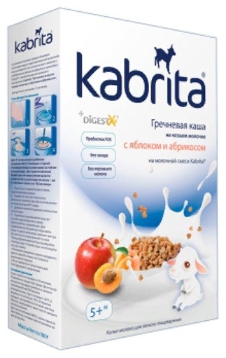КАБРИТА КАША МОЛОЧ 180г 5+ мес ГРЕЧНЕВАЯ ЯБЛОКО АБРИКОС