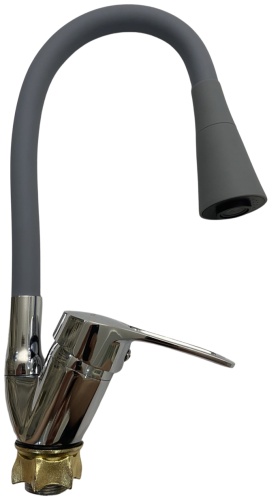 Смеситель с гибким изливом Ideal Plus 8819 GRAY, латунь, цвет серый, хром