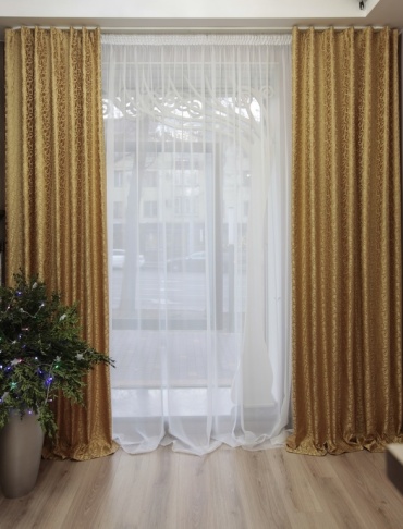 Портьеры Renaissance 250x290 см 2 шт, жаккард, золотистый