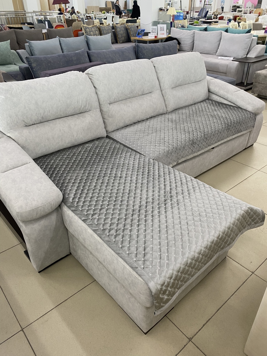 Makhome дивандек для дивана 157347 серый 90x160 см - 2 шт, 90x90 см - 2 шт