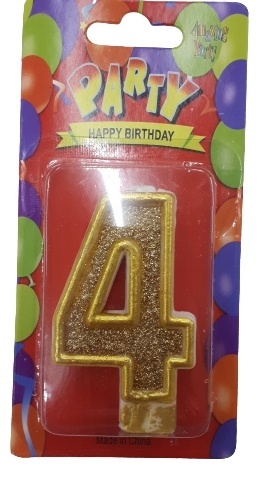 Свеча PARTY цифра 4, 1 шт 7 см