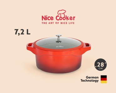Кастрюля 7.2 л, Nice Cooker HELIOS Series HLO-52340 K-C алюминий
