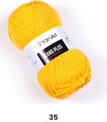 Моток YarnArt Джинс плюс Jeans Plus хлопок акрил 35 Желтый 160 м 100 г