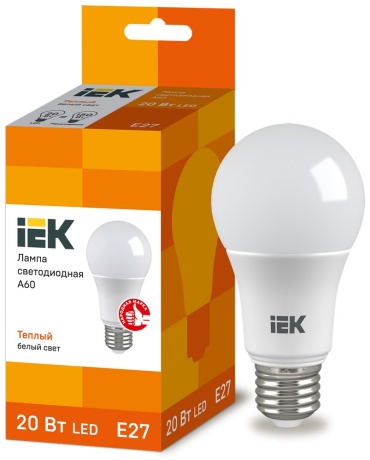 IEK 20W E27, светодиодная, теплый белый