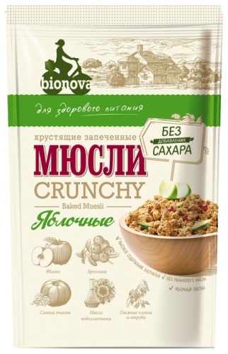 BIONOVA хлопья запеченные с яблоком 400 г