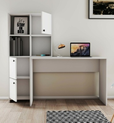 Стол компьютерный с надстройкой Soft-mebel 1, 156х55x75 см, белый