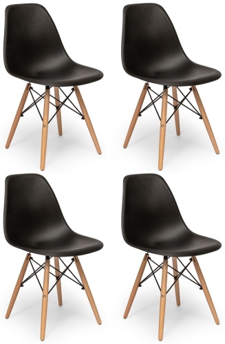 Комплект стульев INTERIO Eames DSW, 81x32x53 см, черный