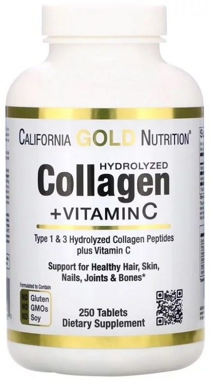 Купить California Gold Nutrition Hydrolyzed Collagen Vitamin C таблетки ...