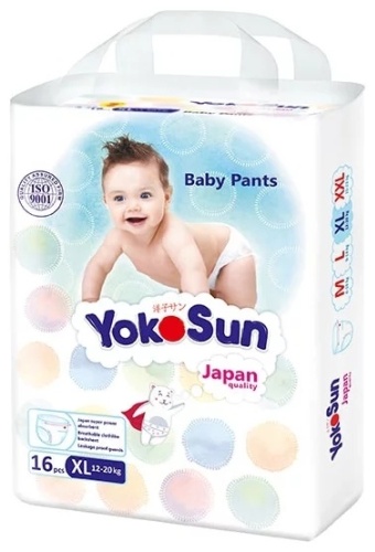 Подгузники-трусики Yokosun XL, 16 шт