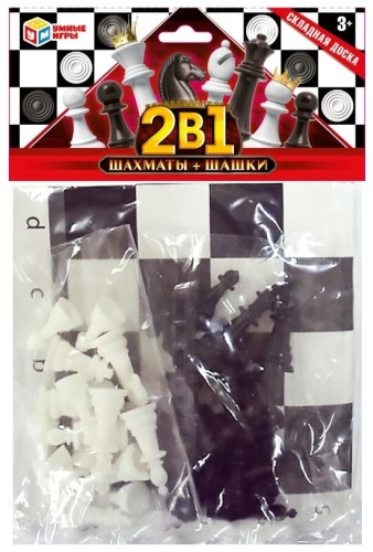 Шахматы и шашки 2 в 1 Умные игры пластик 20x15 см