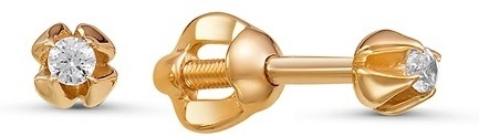 Пусеты ORTA GOLD ZHGOG907088 вес 0.88 г золото, фианит