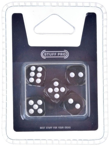 Игральные кости STUFF PRO D6 шестигранные 12 мм 5 шт черные