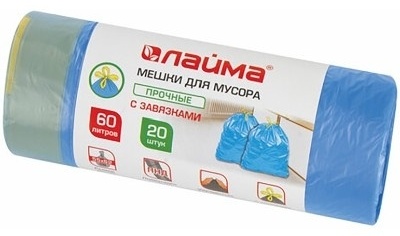 Лайма Мешки для мусора 601397 60 л синий 20 шт