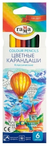 Цветной карандаш Гамма форма шестигранная 6 шт