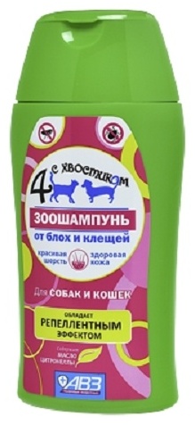 АВЗ 4 с хвостиком Зоошампунь от блох и клещей 180 мл