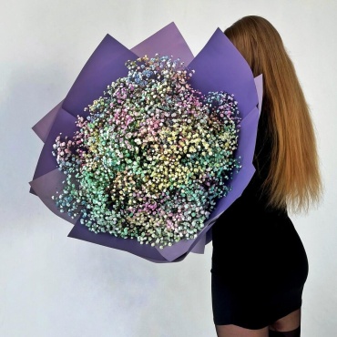 FloraLux моно-букет с открыткой гипсофила 15 шт 50 см