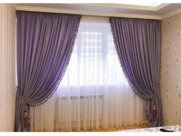 Комплект Saule 600x280 см 3 шт, полиэстер, сетка, велюр, фиолетовый, белый