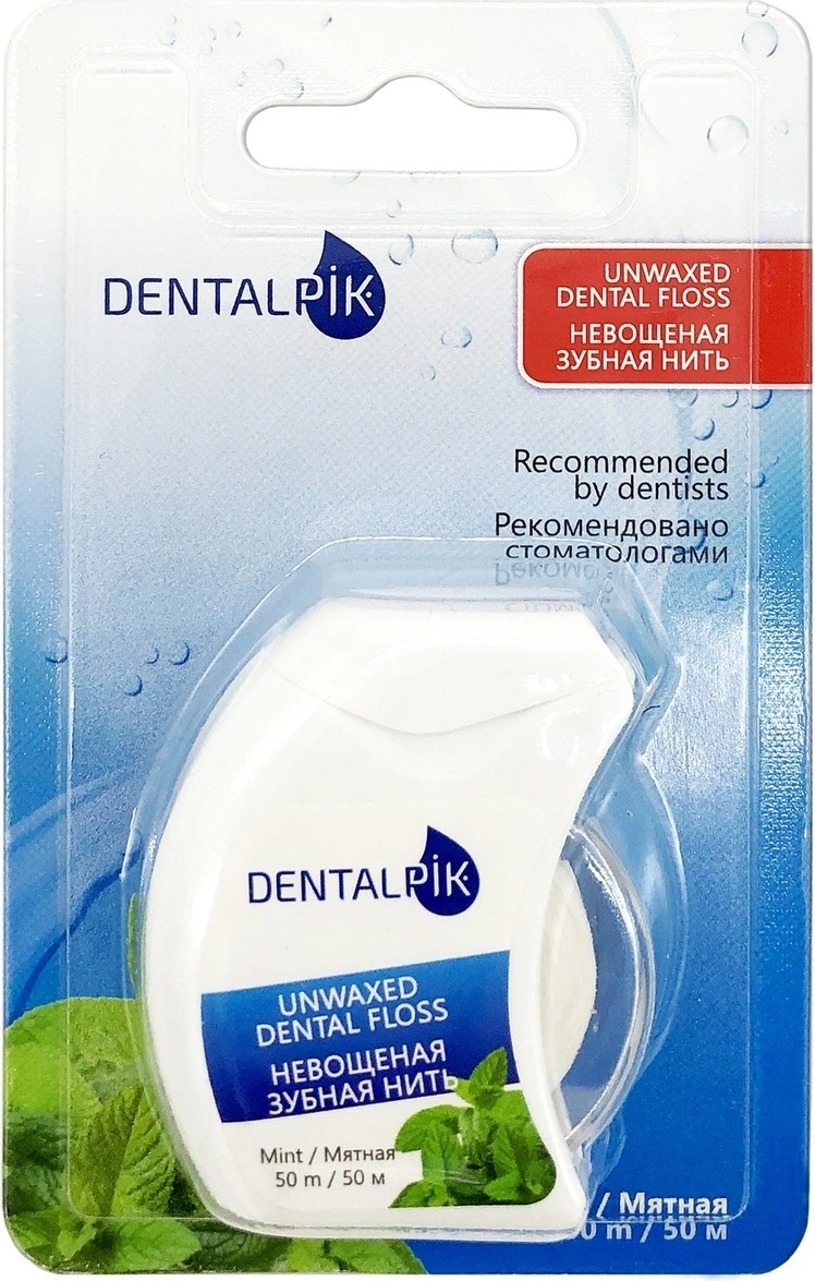 DENTALPIK Floss Mint Unwaxed плоская 50 м
