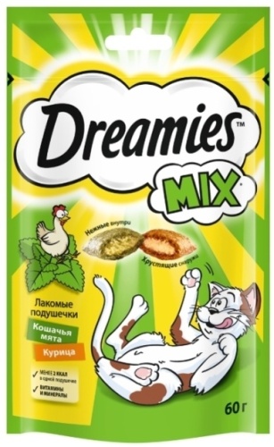 Dreamies Подушечки с кошачьей мятой и курицей 60 г 6 предметов