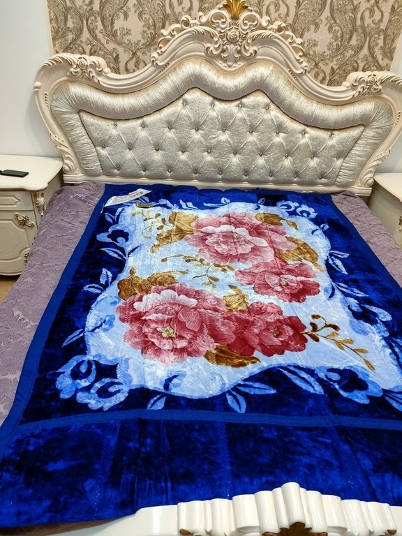 Плед 150х200 см, бамбук, велюр, синий