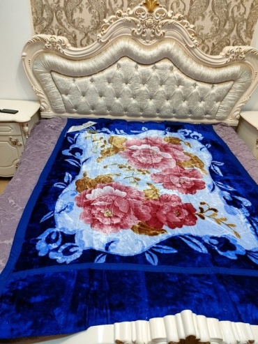 Плед 150х200 см, бамбук, велюр, синий
