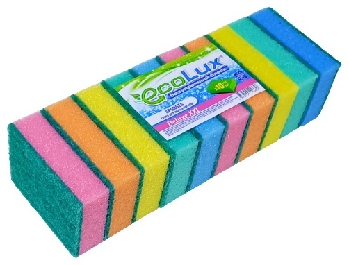 ECOLUX Губки для посуды DELUXE XXL 4870555116657 10 шт, поролон