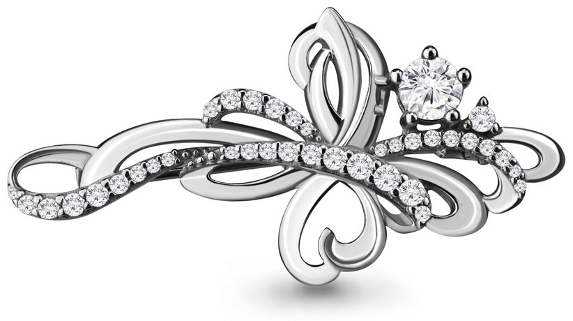 Брошь AQUAMARINE 71507А вес 4.34 г серебро, фианит