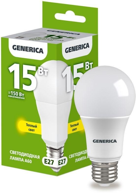 GENERICA 15W E27, светодиодная, желтый