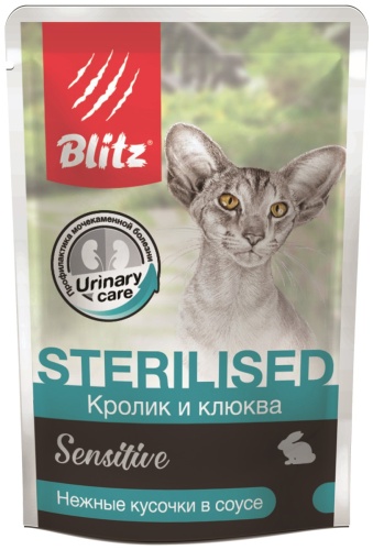 BLITZ Sensitive кусочки в соусе кролик, клюква 85 г 1 шт