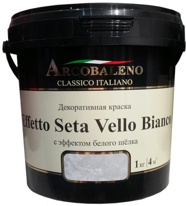 ARCOBALENO акриловая Effetto seta vello bianco влагостойкая, возможность колеровки 1 кг, цвет шелк