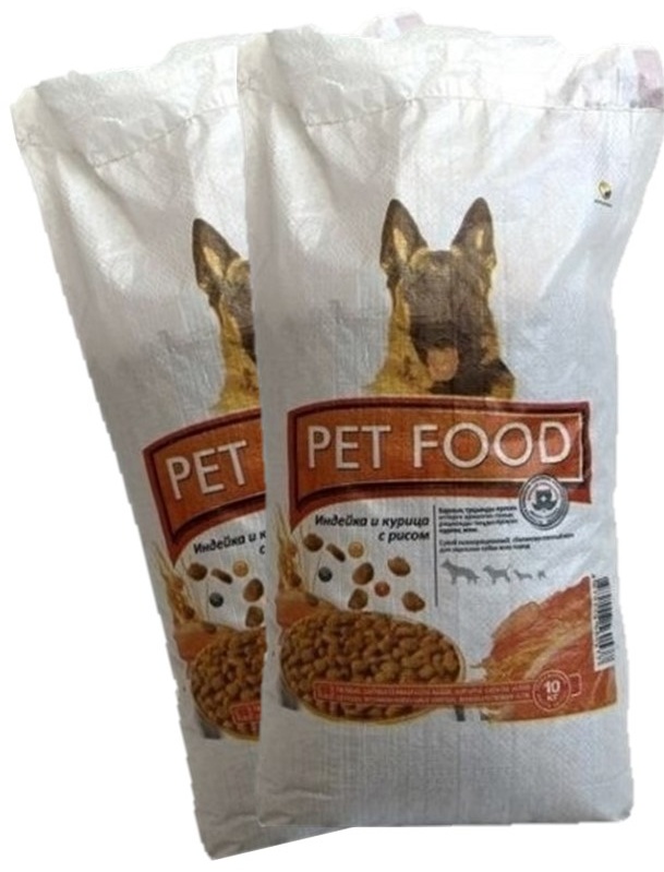 Корм Pet Food Индейка и курица с рисом для взрослых всех пород 10 кг 2 шт