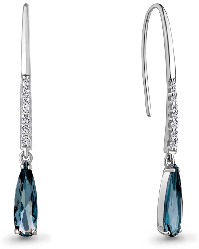 Серьги AQUAMARINE 4792793А.5 вес 3.98 г серебро, топаз