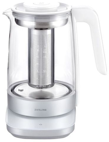 Электрочайник ZWILLING Enfinigy Glass Kettle белый, серебристый