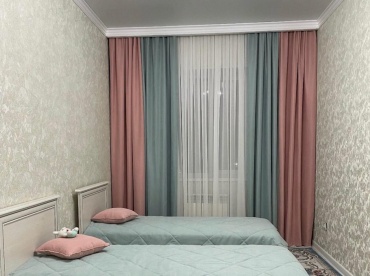 Комплект ГАУХАРТАС 400x280 см 2 шт, сетка, бархат, голубой, белый, розовый