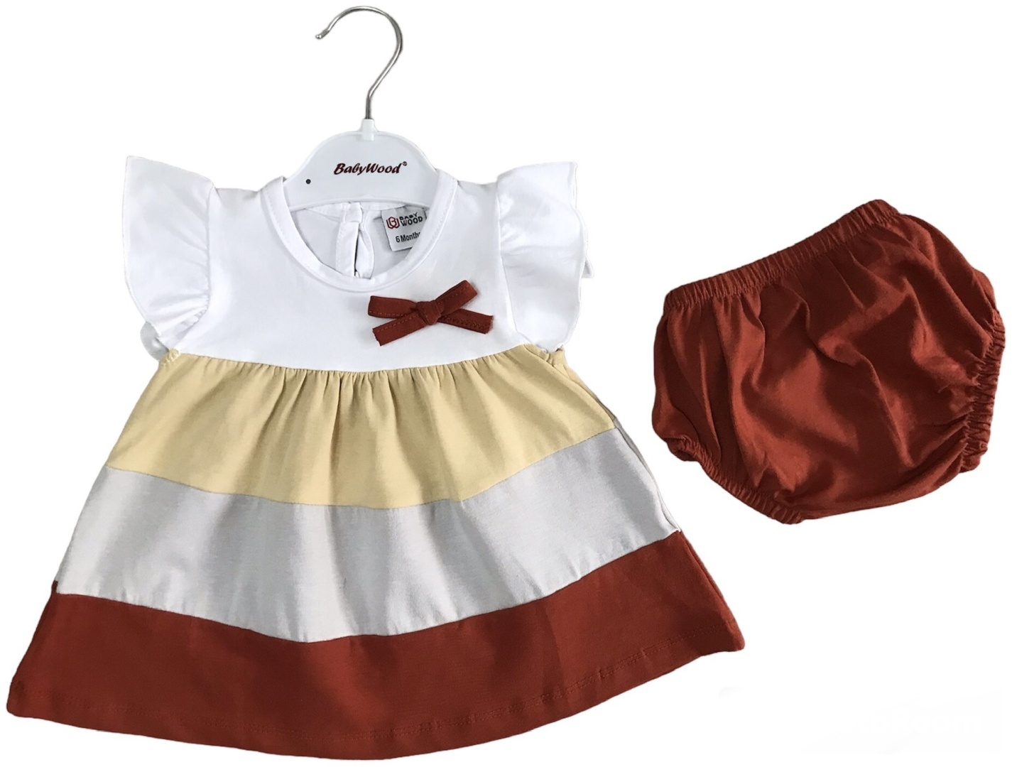 Повседневное платье Baby Wood бордовый, бежевый, белый