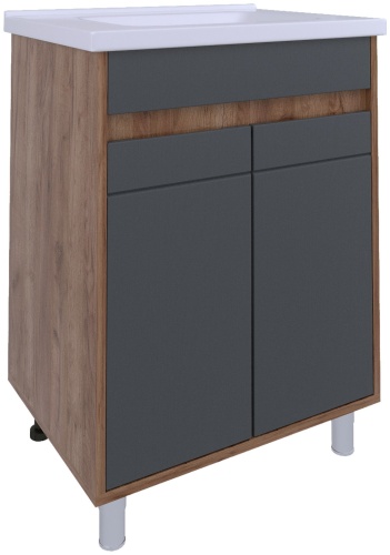 Тумба с раковиной AVK A2 ТР 2Д 600 К, 60x70x45 см, графит, золотой
