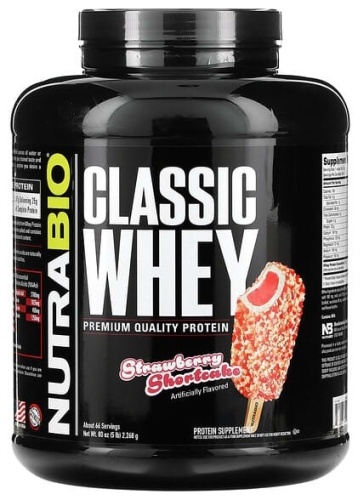NutraBio Labs Classic Whey Protein клубничное песочное печенье 2268 г