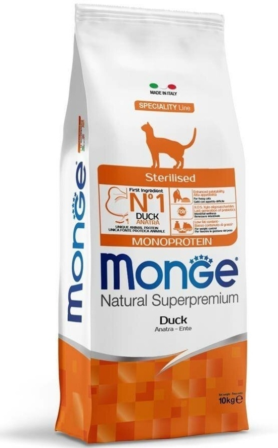 Купить Корм Monge MONGE CAT STERILIZED DUCK \СУХОЙ МОНОПРОТЕИНОВЫЙ КОРМ ...