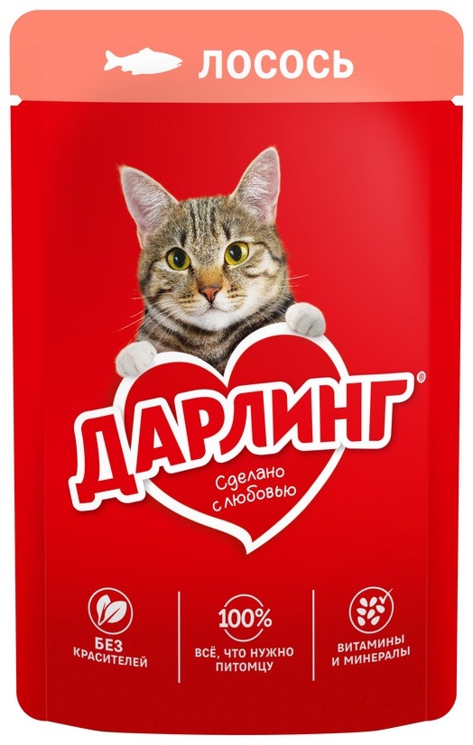 Корм Darling кусочки в соусе лосось 75 г 1 шт