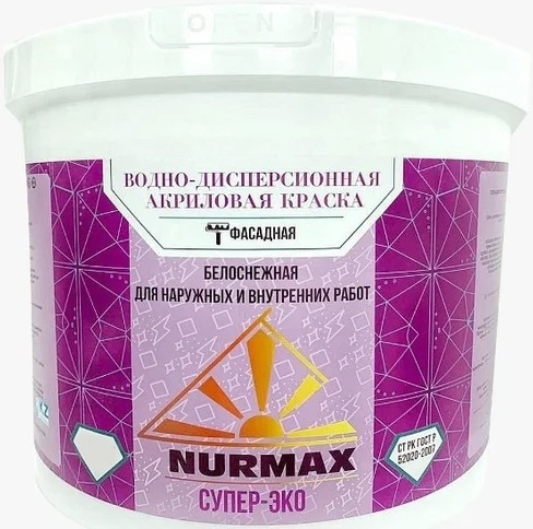 Купить Краска Nurmax водоэмульсионная Супер-эко фасадная 15 кг, белый в ...