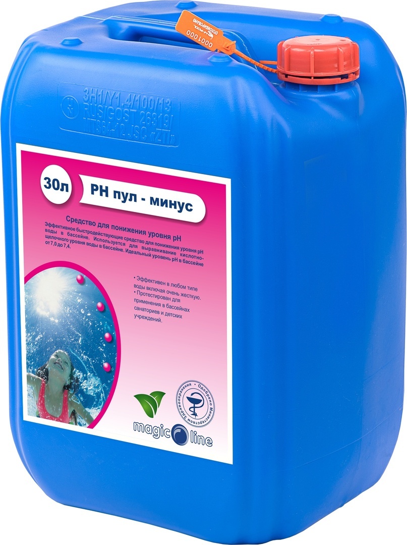 Химия для бассейна, для водоема MagicLine РН минус жидкость 37 кг, 30 л