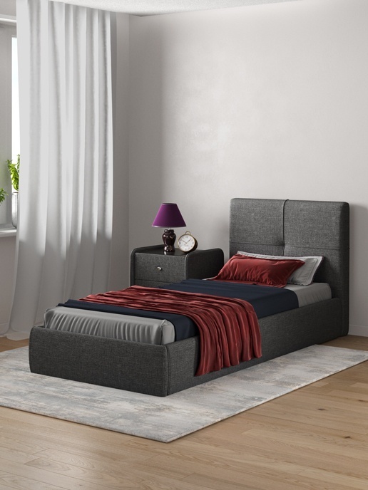 Купить Кровать ГЛАНЦ Прима, 90x200 см, темно-серый в кредит в Алматы ...