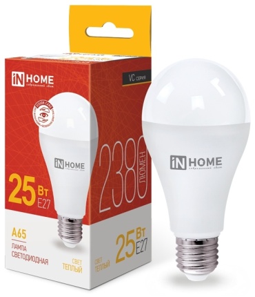 IN HOME 25W E27, светодиодная, теплый белый