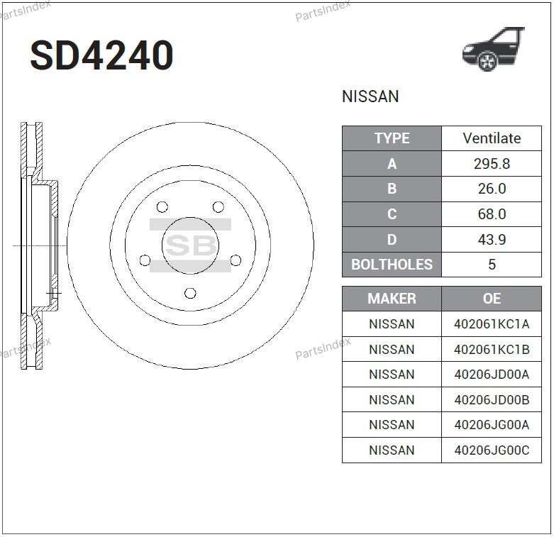 SANGSIN Диск Тормозной SD4240