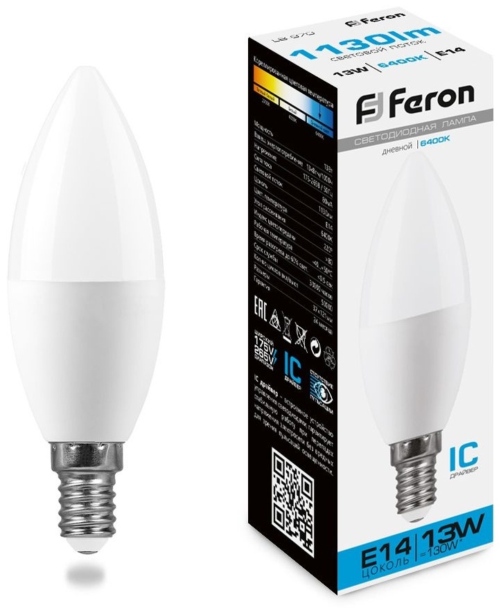 Feron 13W Е14, светодиодная, дневной белый