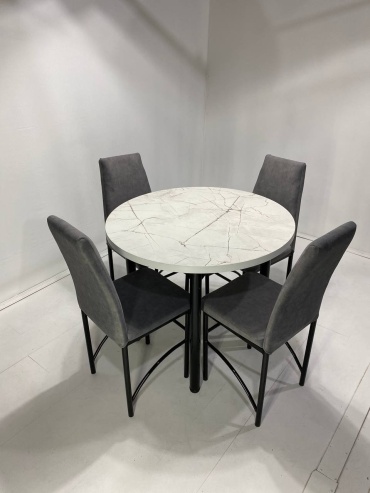 Комплект MEBEL STYLE GROUP 115802203, стол 90х90 см + 4 стула, серый