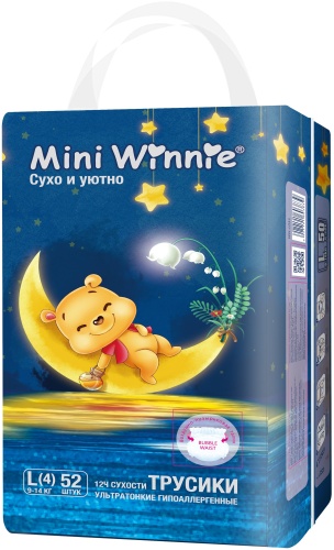 Подгузники-трусики Mini Winnie Ультратонкие L, 4, 52 шт
