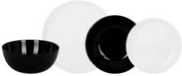 Сервиз на 6 персон Luminarc Diwali Black and White, предметов: 19, столовый, стекло