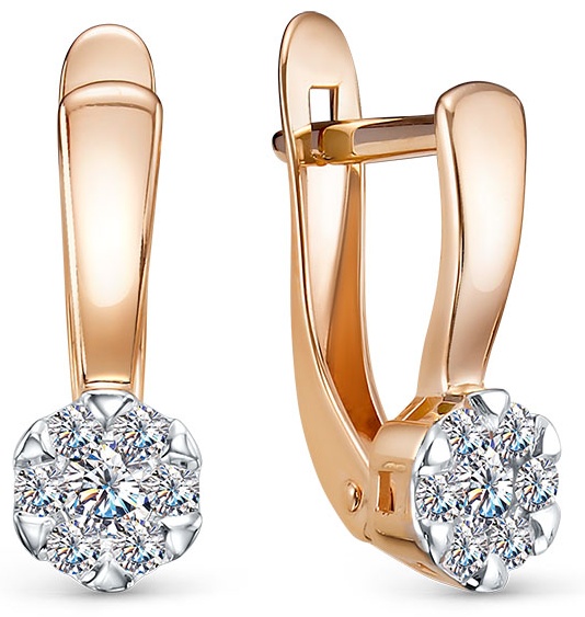 Серьги Lucente EAR-LU-585-597063 вес 1.72 г золото, фианит